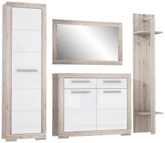 Garderobe Aubert 10 Sandeiche weiß Hochglanz 4-teilig Kleiderschrank