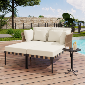 LVHOM Garten-Lounge-Set 3 tlg. Balkonmöbel Set, Loungesessel 2 Stk. & Couchtisch, Gartenmöbel Set, Loungegarnitur Chaiselounge Terassenmöbel