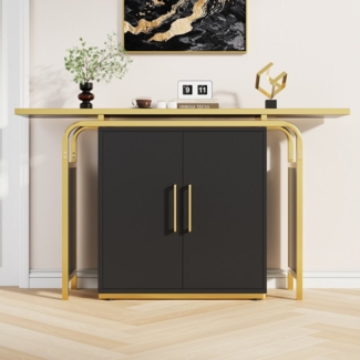 Flieks Sideboard mit einem goldgerahmten Tisch und Griffen (1 St), Küchenschrank mit 2 Türen und Esstisch, Breite 140 cm