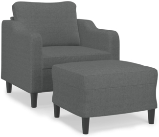 vidaXL Sessel mit Hocker Dunkelgrau 60 cm Stoff 3201128