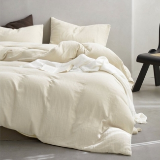 KEAYOO Bettwäsche Musselin, Musselin, 2 teilig, 100% Baumwolle Knitterlook Bügelfrei Traumhaft weiche Bettwäsche
