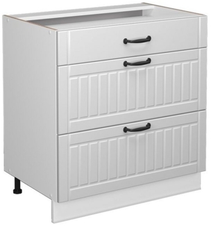 Vicco Badschrank Weiß Landhaus 80 x 82 cm mit 3 Schubladen, ohne Arbeitsplatte, Fame-Line