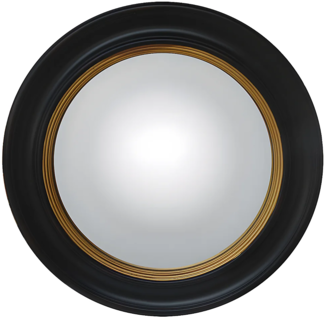 Wandspiegel rund FRANKLIN - Eukalyptusholz - D. 66 cm - Schwarz & Goldfarben
