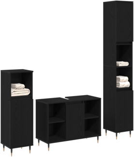 vidaXL 3-teiliges Badezimmermöbel Set Schwarze Eiche Holzwerkstoff 3378515