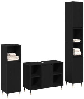 vidaXL Badezimmermöbel Set 3 pcs Schwarze Eiche 30 x 30 x 180 cm 3378515