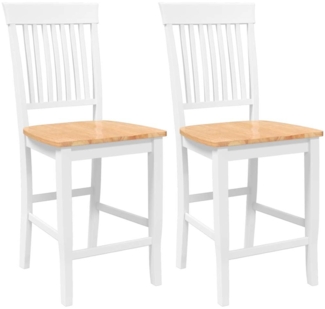 vidaXL Barhocker 2 Stk. Weiß Massivholz Gummibaum 4102573
