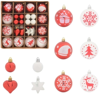 vidaXL Weihnachtskugel-Set 40 pcs Rot und Weiß Kunststoff 42018847