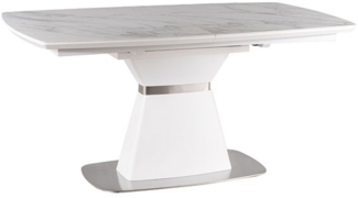 Esstisch Säulentisch Solin 160-210 x 90 x 76 cm Marmor weiß ausziehbar
