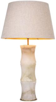 Casa Padrino Luxus Tischleuchte Alabaster / Antik Messing / Beige Ø 38 x H. 88 cm - Moderne Alabaster Schreibtschleuchte in Bambus Optik - Luxus Kollektion