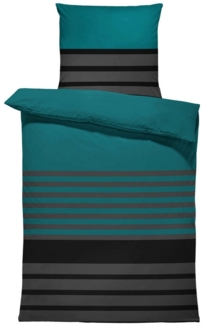 One Home Bettwäsche Winter Viga, Flanell, 2 teilig, modern gestreift, kuschelig flauschig warme weiche Baumwolle Biber