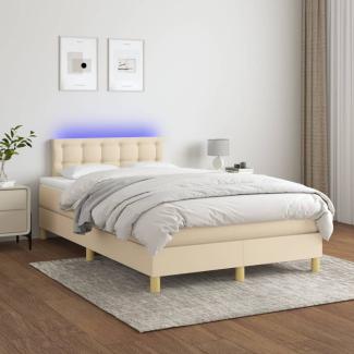 vidaXL Boxspringbett mit Matratze & LED Stoff Creme 120x200 cm, Härtegrad: H2 [3134026]