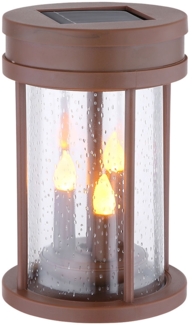 LED Solarleuchte, Feuer-Effekt, rostfarben, 3in1, 12 cm