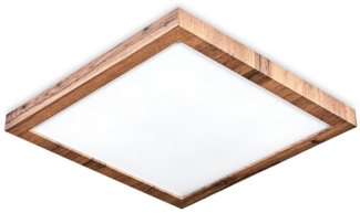 hofstein Deckenleuchte Deckenpanel aus Metall/Kunststoff/MDF in Schwarz/Holzoptik/Weiß, LED wechselbar, 3000 Kelvin, flache Leuchte, skandinavisches Design, 24 W, 2500 Lumen, 3000 Kelvin