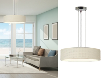 Hängeleuchte mit Rattan Lampenschirm, Ø 40cm