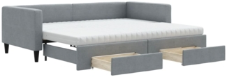 vidaXL Tagesbett Ausziehbar mit Schubladen Hellgrau 90x200 cm Stoff 3196632
