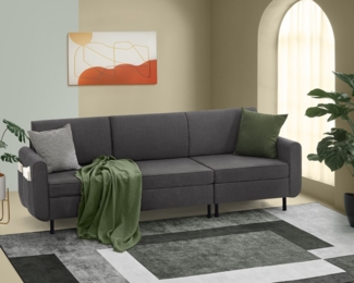 VASAGLE 3-Sitzer, Modulares Sofa, Einzelsessel, Couch mit Armlehnen