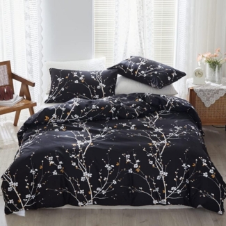 ibettertec Bettwäsche Bettwäsche,Bettbezug 135x200 cm,155x220 cm Bettwäsche set, Gelb Weiß Blätter Blumen Muster Pflanzen Wende Bettwäsche set, Renforcé Wende Bettwäsche mit Reißverschluss und Kissenbezug 80x80 cm