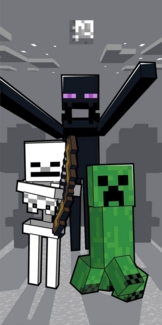 Minecraft Badetuch Mob Attack, Baumwolle, Jungen Strandtuch 70x140 cm