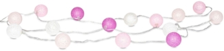 Levandeo® Lichterkette, 15er Lichterkette Ø4cm LED Kugeln Girlande Lampions Baumwolle Rosa