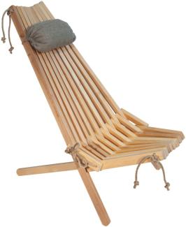 EcoFurn EcoChair Skandinavischer Gartenstuhl Holz Erle Natur mit Nackenkissen