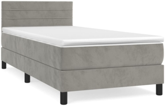 Boxspringbett mit Matratze Hellgrau 100x200 cm Samt