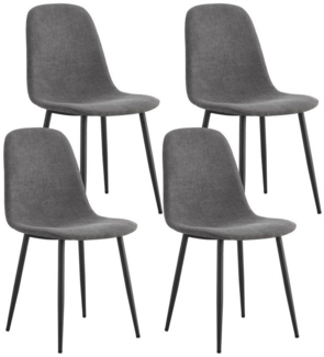 Flieks Esszimmerstuhl (4er Set, 4 St), 4er Set Polsterstühle Schalenstühle Scandinavian Leinen Stahlbeine