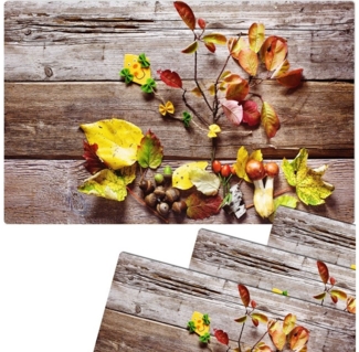 matches21 HOME & HOBBY Platzset Abwaschbare Tischsets 4er Set buntes Herbst-Laub Blätter, (4-St), Platzsets als Tisch-Untersetzer und Tisch-Deko für Esstisch Teller