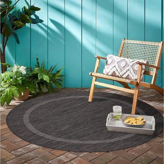 Teppium Teppich Unicolor - Einfarbig, Rund, Höhe: 5 mm, Rund Outdoor Teppich Wetterfest Balkon Küchenteppich Flachgewebe