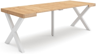 Skraut Home | Ausziehbarertisch | Multifunktionaler ausziehbarer | 220 | Für 10 Gäste | Massivholz Beine | Moderner Stil | Eiche
