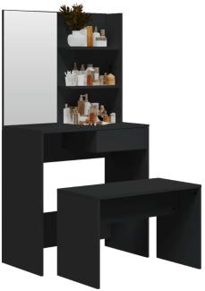 vidaXL Schminktisch mit Hocker, Holzwerkstoff schwarz, 74,5 x 40 x 141 cm