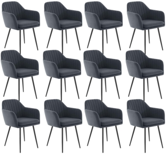 12er Set Sesselstuhl Lia - Samtvelour Grau