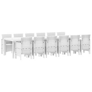vidaXL Garten Essgruppe 13 pcs Weiß Polt Rattan 3378782