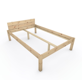 Pfostenbett "metallarm" Zirbe Holzbett "Daybett" 140 x 210cm 48cm Doppelbett