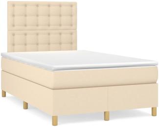 vidaXL Boxspringbett mit Matratze & LED Creme 120x190 cm Stoff 3270279