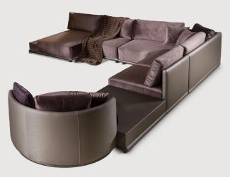 Casa Padrino Modulares Luxus Wohnzimmer Ecksofa Lila 420 cm