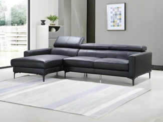 Vente-unique - Ecksofa - Büffelleder - Ecke Links - Schwarz - FLORENCE