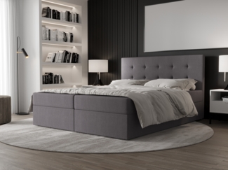AX LIVING Boxspringbett 180x200 mit Bettkasten Dahlina in Grau – Komfort&Eleganz