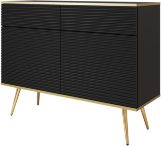 Kommode Orenate MDF KSZ107 (Farbe: Schwarz / Schwarz + Gold)