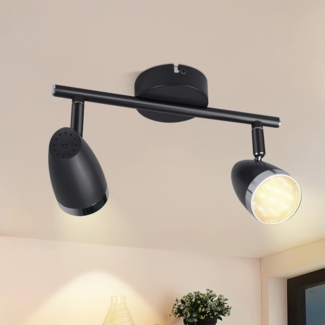 ZMH Moderner LED-Deckenstrahler, 2-flammig, 4 W, Schwarz, 3000 K, 350° schwenkbar