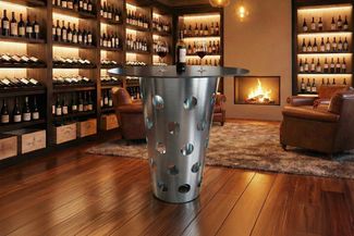 KAWOLA Tisch VINO Bartisch Keramik schwarz 90cm Gestell gebürsteter Edelstahl silber 111 x 90 x 90 cm