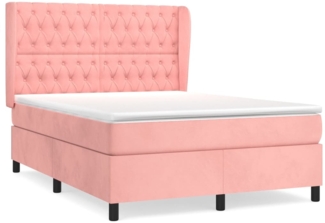 vidaXL Boxspringbett mit Matratze Rosa 140x200 cm Samt 3129398