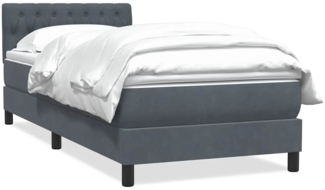 vidaXL Boxspringbett mit Matratze Dunkelgrau 80x210 cm Samt 3316474