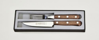 Marsvogel | Brotzeitbesteck-Set 2-tlg. | Bubinga Holzgriff | durchgehende, dreifach vernietete Klinge | Spezialabzug | Messer + Gabel | ideal für Vesper