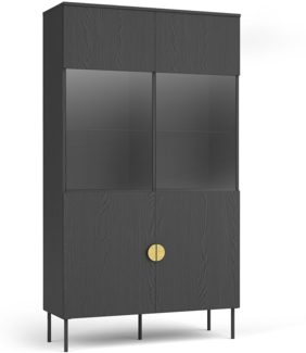 AX Living Vitrine für Wohnzimmer Brunelli 106,6 Schwarz Holzoptik Glas