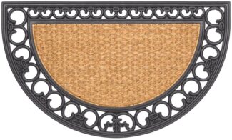 matches21 HOME & HOBBY Fußmatte Kokosmatte Zier-Rahmen natur halbrund als aussen Sauberlaufmatte, halbrund, Höhe: 10 mm, Rutschfeste Kokos-Türmatte als Outdoor Schmutzfangmatte 45x75 cm