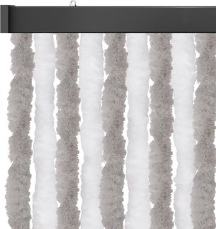 Flauschvorhang 160x185 cm in Unistreifen hellgrau - weiß, perfekter Insekten- und Sichtschutz für Ihre Balkon- und Terrassentür, viele Farben