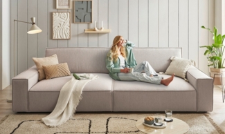 Home affaire Big-Sofa NEU: SHERWOOD XXL, Big-Sofa (316cm), extra tiefe Sitzfläche 95 cm, bequemer Sitzkomfort, Cord u. Leinenoptik, Kedernaht