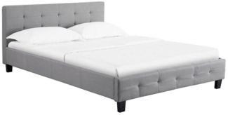CARO-Möbel Polsterbett Iowa Bettgestell 140x200 cm Doppelbett Designbett inklusive Lattenrost Textilbezug in grau