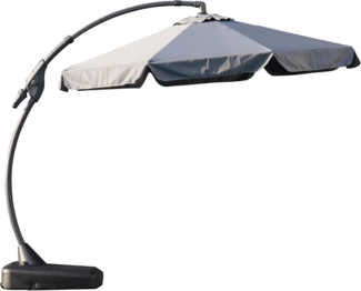 Grand Patio Sonnenschirm 300cm mit Schirmständer Volant Grau UPF 50+ Kurbel