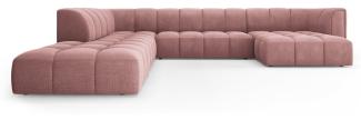 Micadoni Modulares Panorama Ecksofa Serena 7-Sitzer Links Strukturierter Stoff Rosa